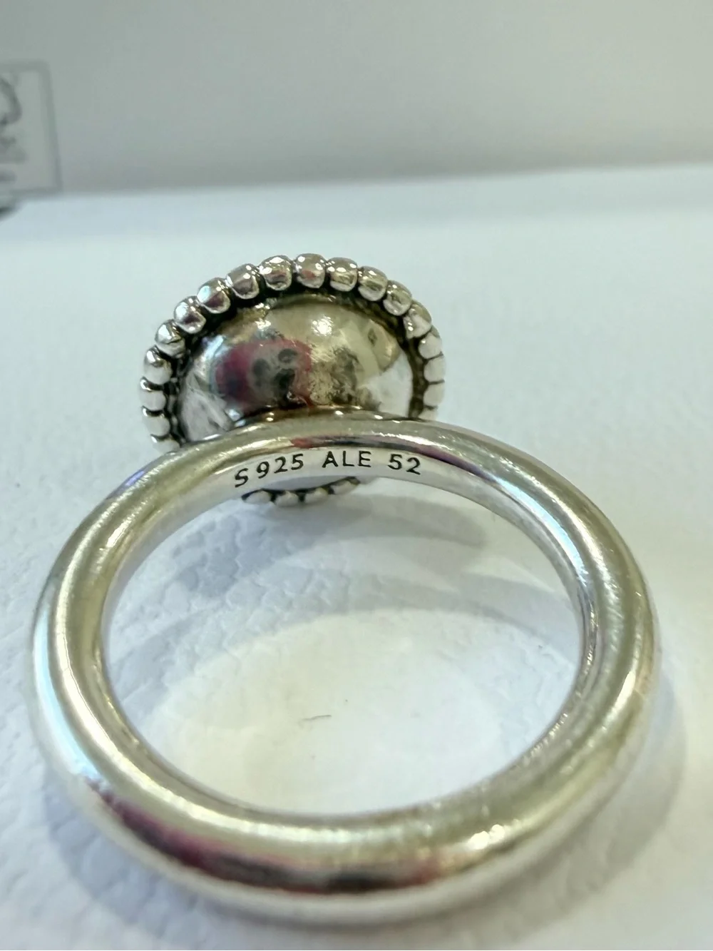 Authentic RETIRED Pandora Green Amethyst Halo Ring - Silver